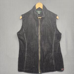 Woolrich Vest Womens Large Black Corduroy Zip Up Cotton Fall Winter Chore